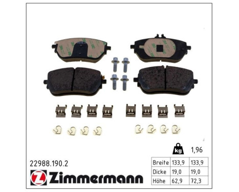 Brake Pad Set, disc brake 22988.190.2 Zimmermann