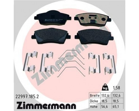 Brake Pad Set, disc brake 22997.185.2 Zimmermann