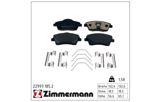 Brake Pad Set, disc brake 22997.185.2 Zimmermann