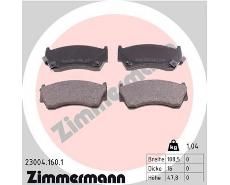 Brake Pad Set, disc brake 23004.160.1 Zimmermann