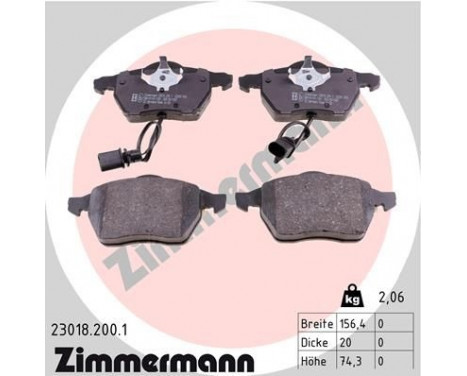 Brake Pad Set, disc brake 23018.200.1 Zimmermann