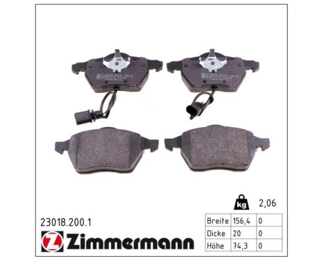Brake Pad Set, disc brake 23018.200.1 Zimmermann, Image 2
