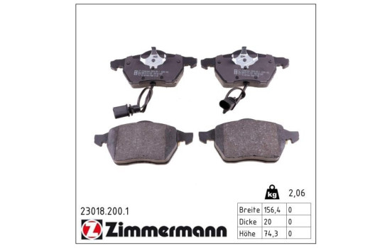 Brake Pad Set, disc brake 23018.200.1 Zimmermann, Image 2