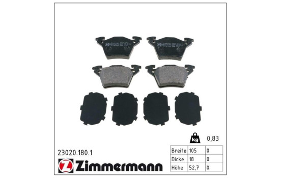 Brake Pad Set, disc brake 23020.180.1 Zimmermann, Image 2