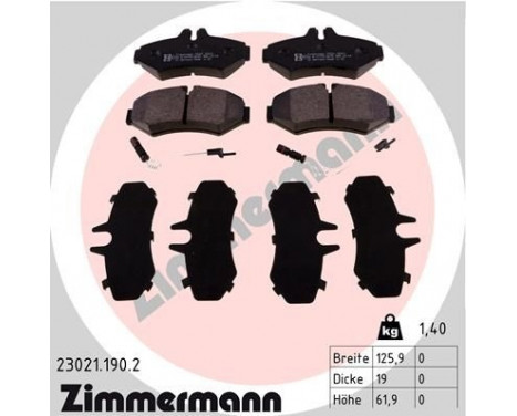 Brake Pad Set, disc brake 23021.190.2 Zimmermann