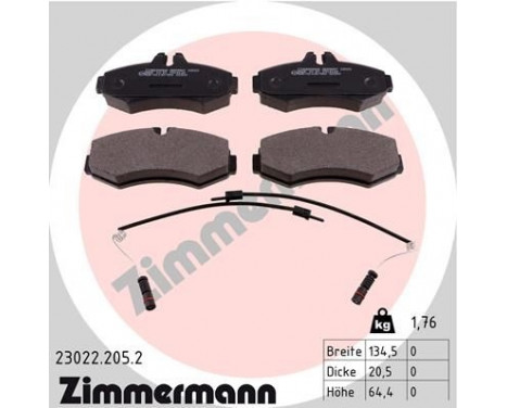 Brake Pad Set, disc brake 23022.205.2 Zimmermann