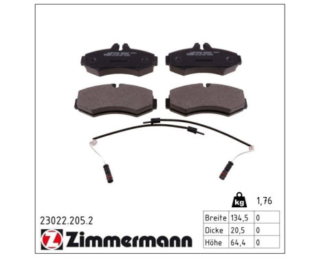 Brake Pad Set, disc brake 23022.205.2 Zimmermann, Image 2