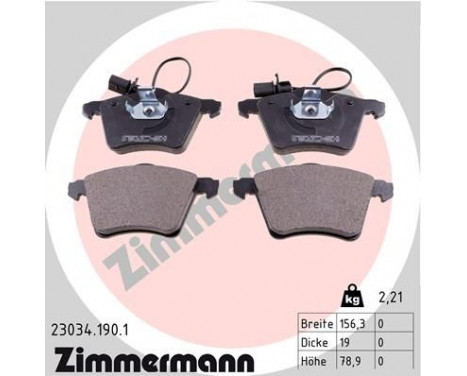 Brake Pad Set, disc brake 23034.190.1 Zimmermann