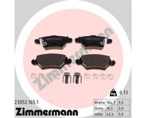 Brake Pad Set, disc brake 23052.165.1 Zimmermann, Image 2