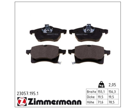 Brake Pad Set, disc brake 23057.195.1 Zimmermann, Image 2