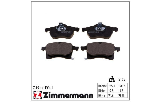 Brake Pad Set, disc brake 23057.195.1 Zimmermann, Image 2