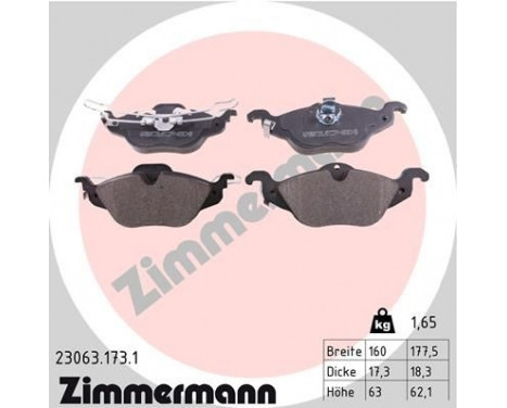 Brake Pad Set, disc brake 23063.173.1 Zimmermann