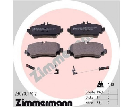 Brake Pad Set, disc brake 23070.170.2 Zimmermann