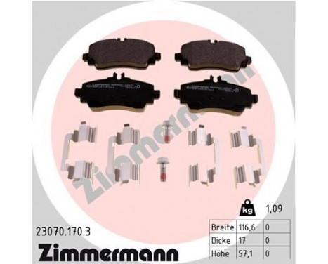 Brake Pad Set, disc brake 23070.170.3 Zimmermann