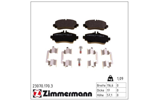 Brake Pad Set, disc brake 23070.170.3 Zimmermann, Image 2