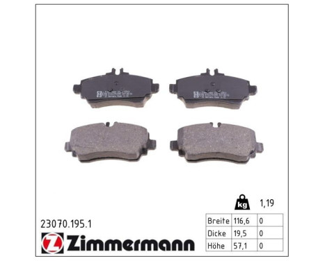 Brake Pad Set, disc brake 23070.195.1 Zimmermann, Image 2