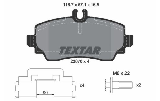 Brake Pad Set, disc brake 2307003 Textar, Image 2