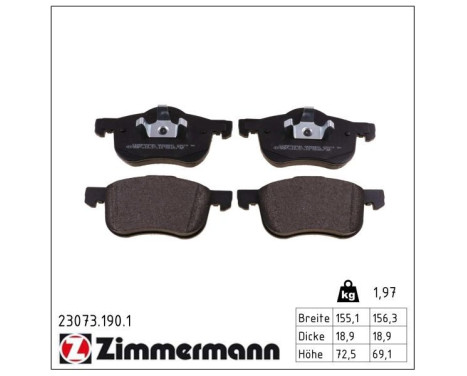 Brake Pad Set, disc brake 23073.190.1 Zimmermann, Image 2