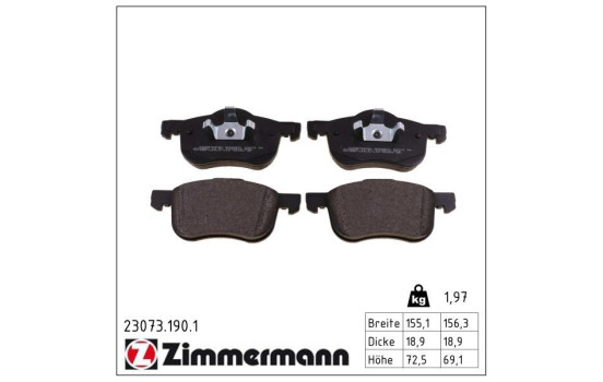 Brake Pad Set, disc brake 23073.190.1 Zimmermann, Image 2