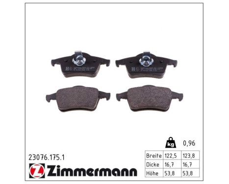 Brake Pad Set, disc brake 23076.175.1 Zimmermann, Image 2