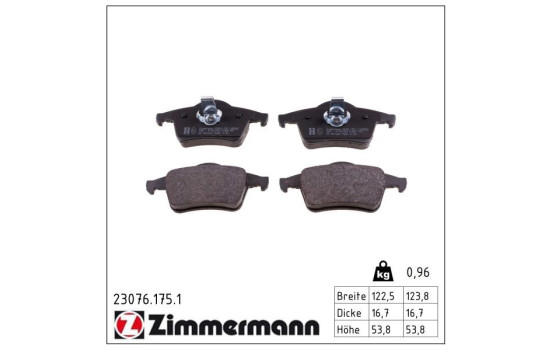 Brake Pad Set, disc brake 23076.175.1 Zimmermann, Image 2