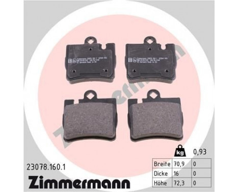 Brake Pad Set, disc brake 23078.160.1 Zimmermann