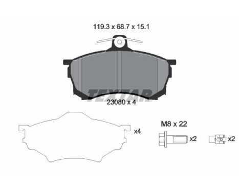 Brake Pad Set, disc brake 2308001 Textar, Image 2