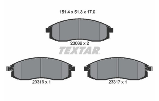 Brake Pad Set, disc brake 2308601 Textar