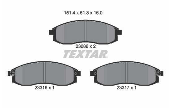 Brake Pad Set, disc brake 2308602 Textar
