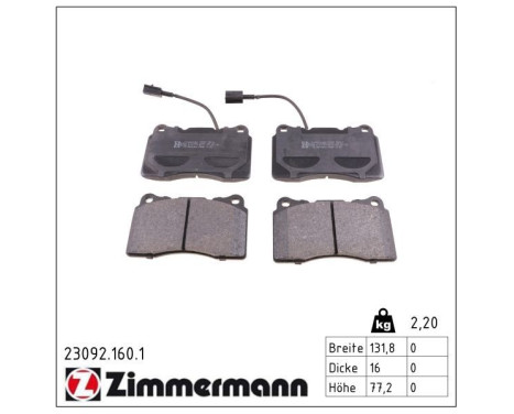 Brake Pad Set, disc brake 23092.160.1 Zimmermann, Image 2