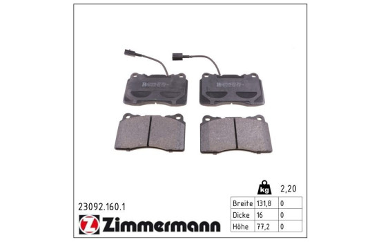 Brake Pad Set, disc brake 23092.160.1 Zimmermann, Image 2