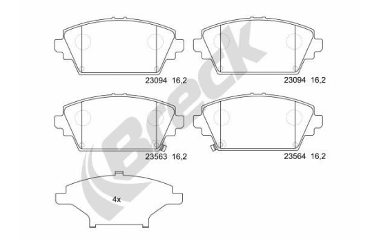 Brake pad set, disc brake 23094 00 701 00 Breck
