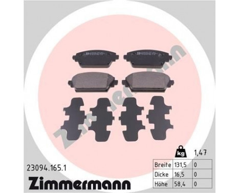 Brake Pad Set, disc brake 23094.165.1 Zimmermann