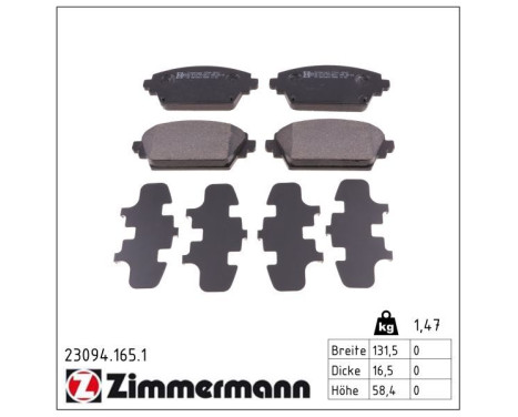 Brake Pad Set, disc brake 23094.165.1 Zimmermann, Image 2