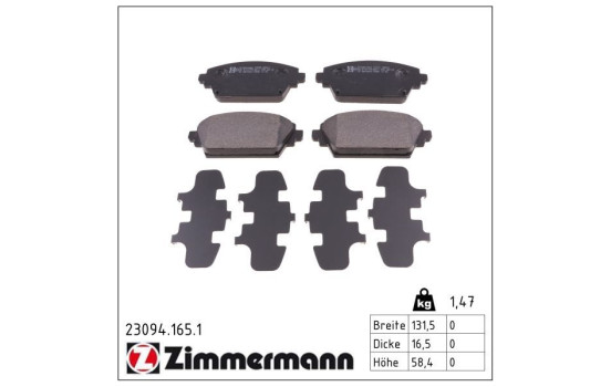 Brake Pad Set, disc brake 23094.165.1 Zimmermann, Image 2