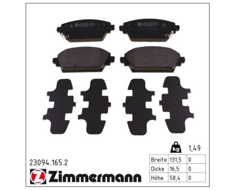 Brake Pad Set, disc brake 23094.165.2 Zimmermann, Image 2