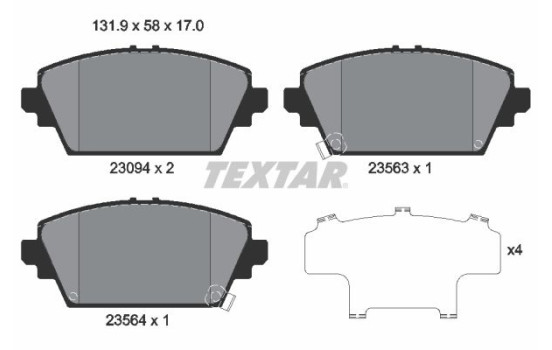 Brake Pad Set, disc brake 2309401 Textar