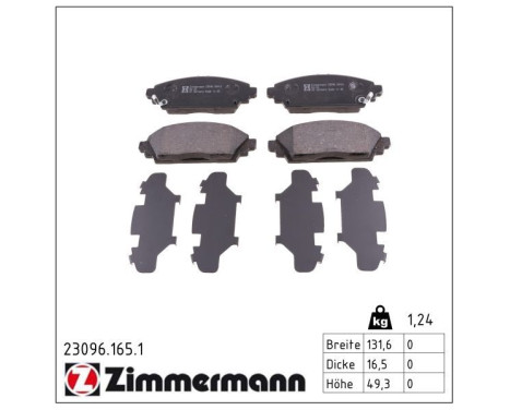 Brake Pad Set, disc brake 23096.165.1 Zimmermann, Image 2