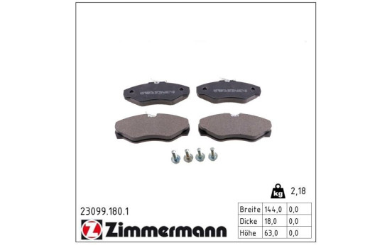 Brake Pad Set, disc brake 23099.180.1 Zimmermann, Image 2