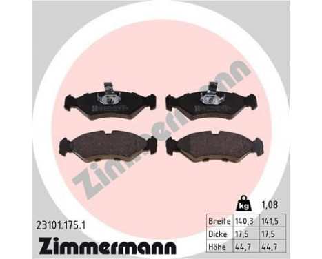 Brake Pad Set, disc brake 23101.175.1 Zimmermann