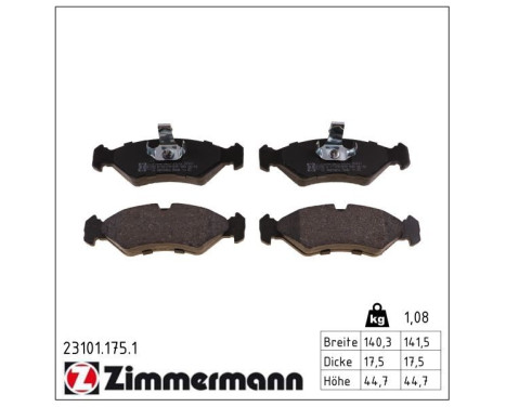 Brake Pad Set, disc brake 23101.175.1 Zimmermann, Image 2