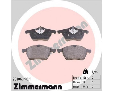 Brake Pad Set, disc brake 23106.190.1 Zimmermann