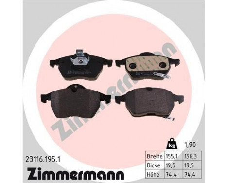 Brake Pad Set, disc brake 23116.195.1 Zimmermann