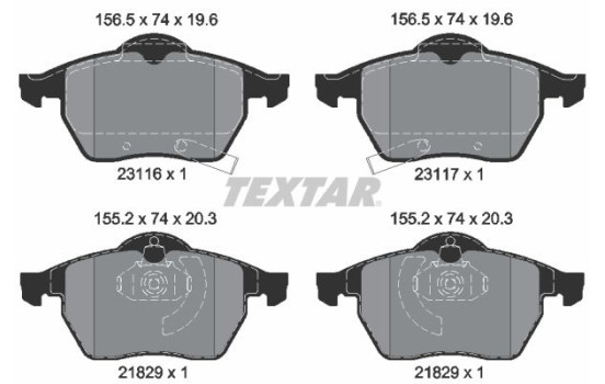 Brake Pad Set, disc brake 2311602 Textar, Image 2