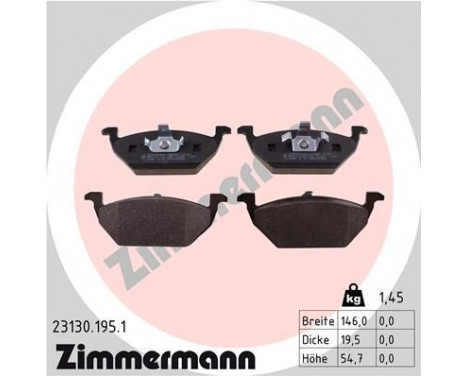 Brake Pad Set, disc brake 23130.195.1 Zimmermann, Image 2