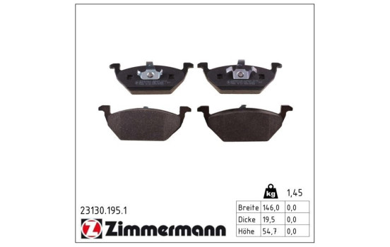Brake Pad Set, disc brake 23130.195.1 Zimmermann, Image 2