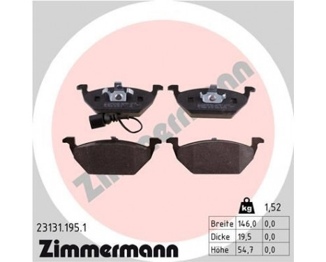 Brake Pad Set, disc brake 23131.195.1 Zimmermann, Image 2