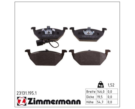 Brake Pad Set, disc brake 23131.195.1 Zimmermann, Image 2