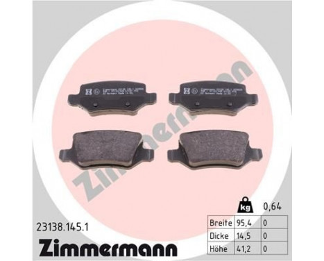 Brake Pad Set, disc brake 23138.145.1 Zimmermann