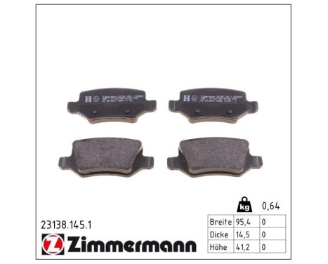 Brake Pad Set, disc brake 23138.145.1 Zimmermann, Image 2
